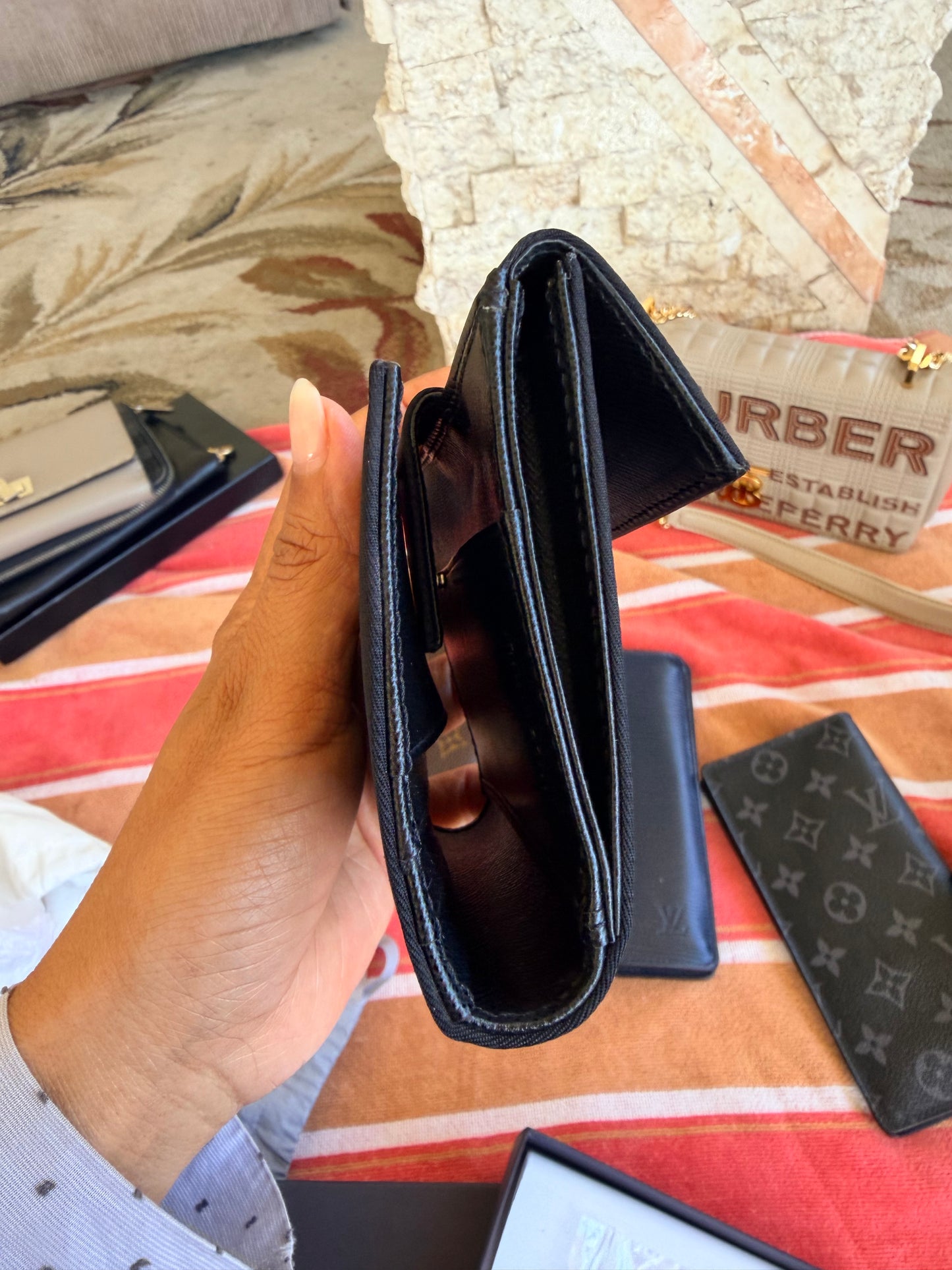 Prada Tessuto trifold wallet in Black Nylon