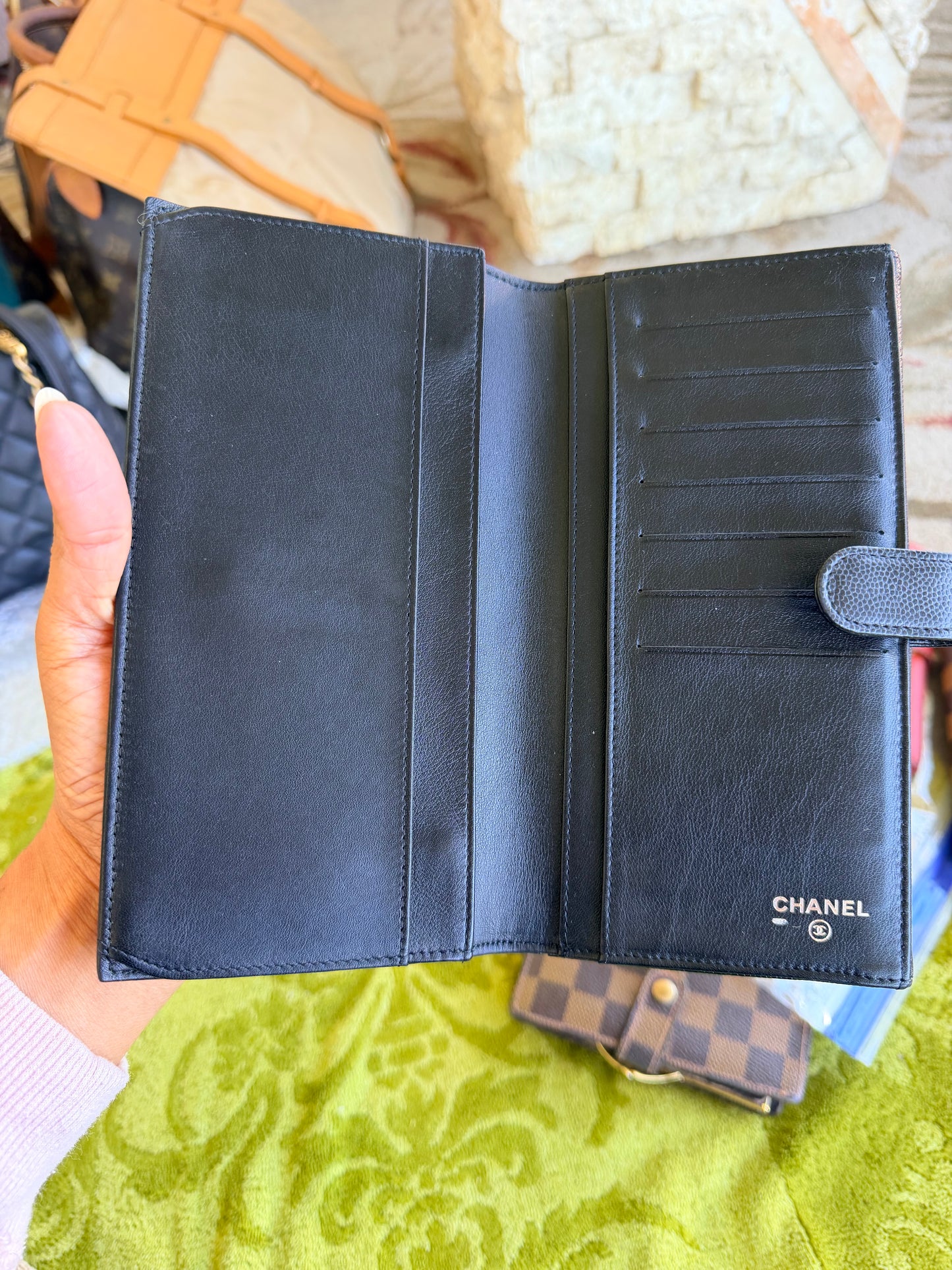 Vintage black caviar leather Chanel wallet