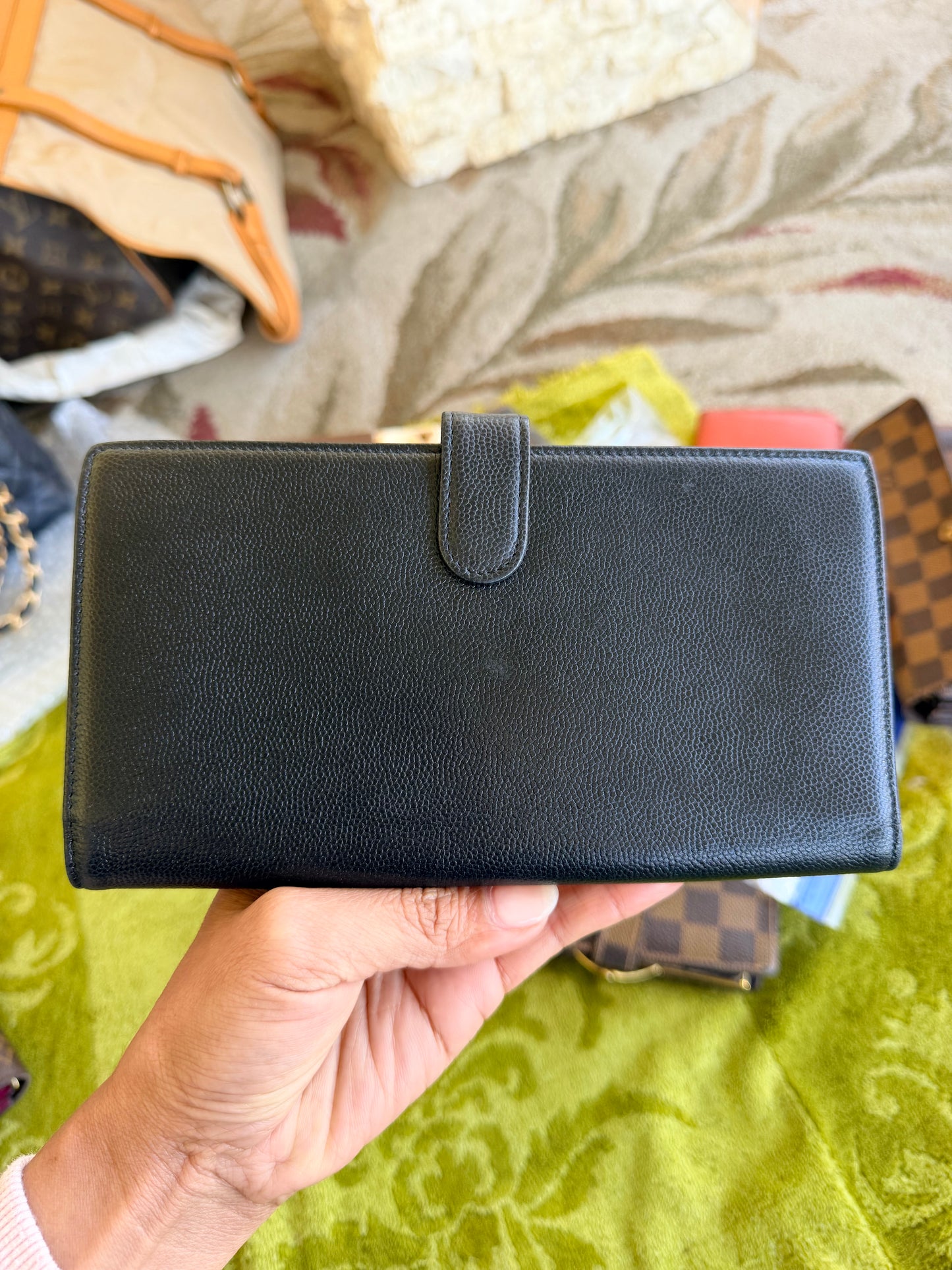 Vintage black caviar leather Chanel wallet