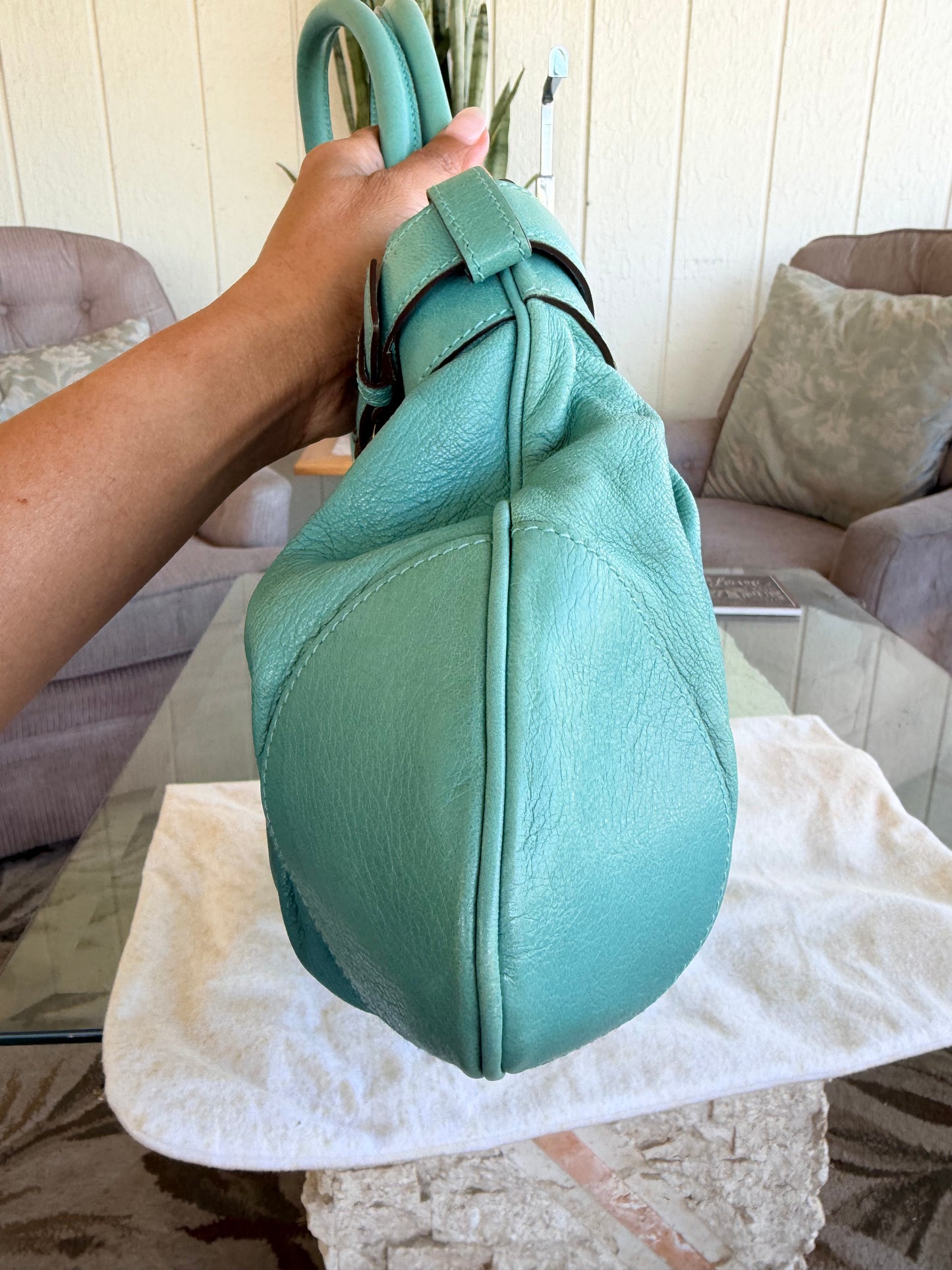 Salvatore Ferragamo Marisa turquoise leather hobo bag