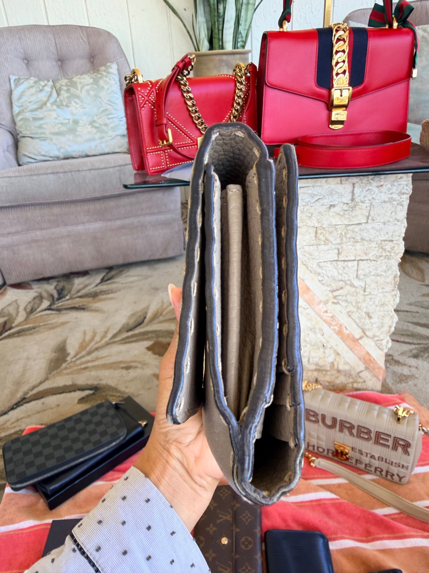 Fendi Selleria Peekaboo long wallet in Grey
