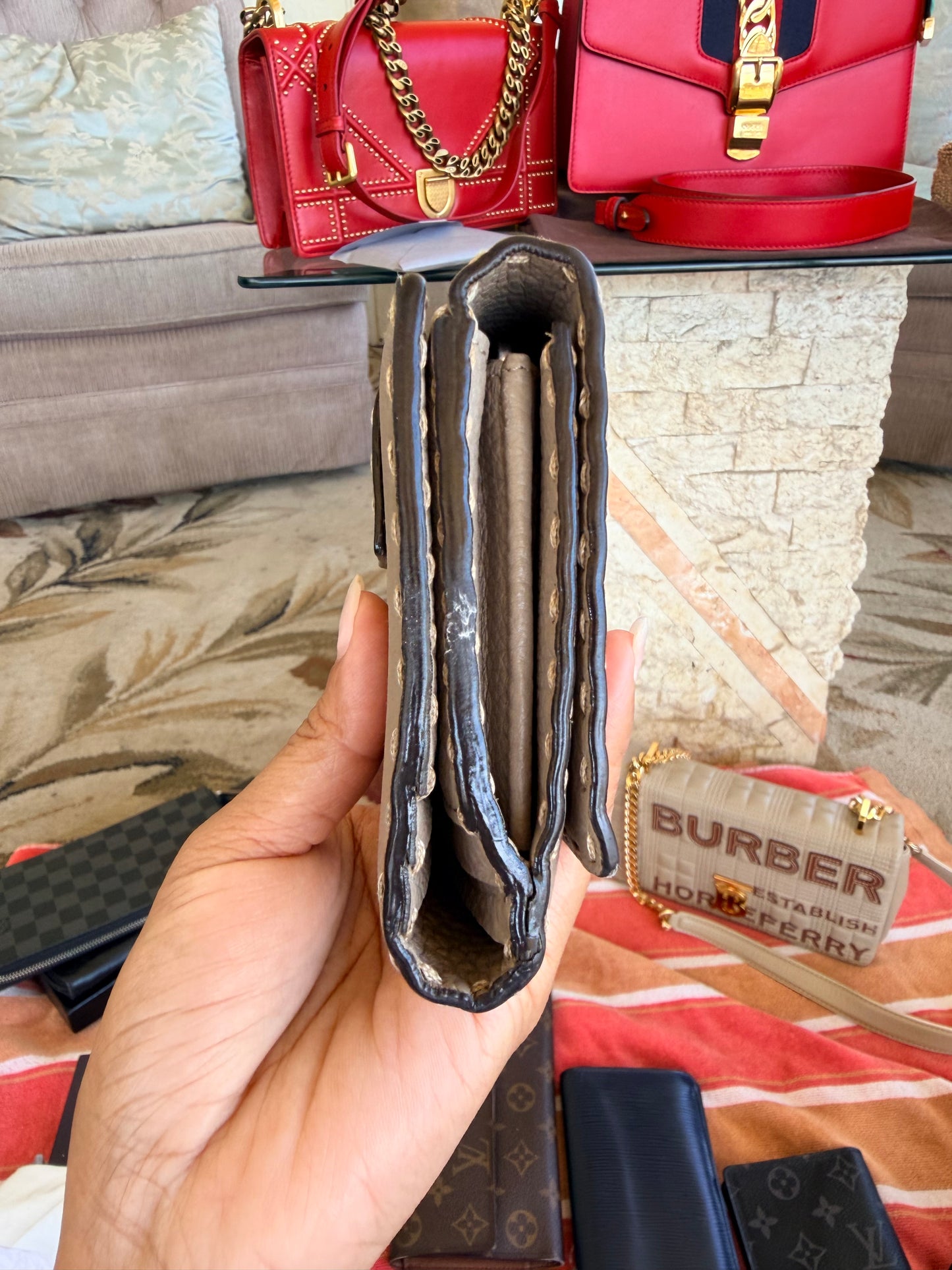 Fendi Selleria Peekaboo long wallet in Grey