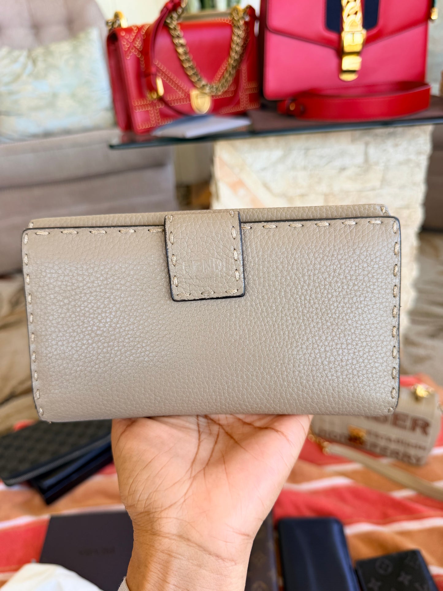 Fendi Selleria Peekaboo long wallet in Grey