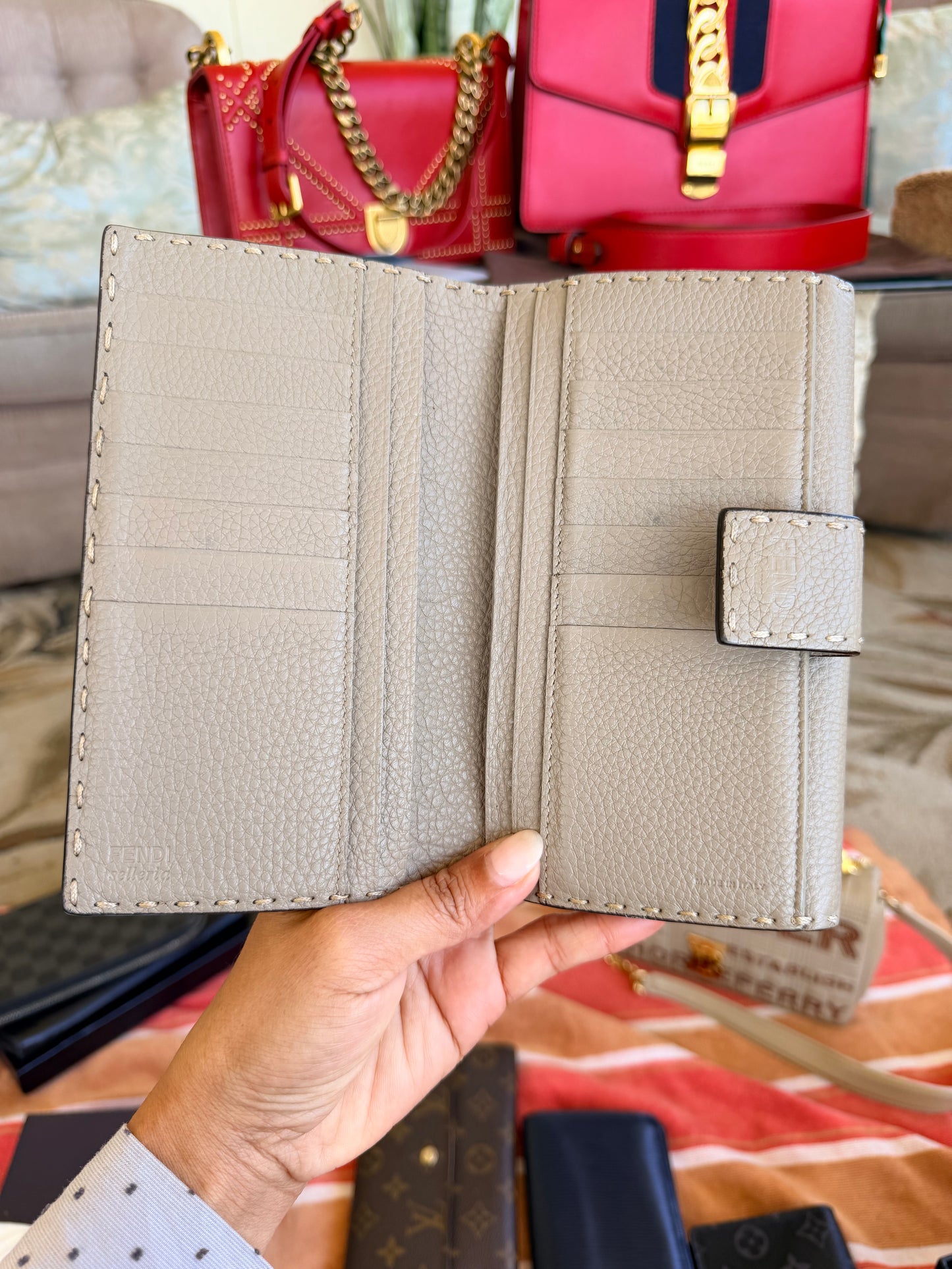 Fendi Selleria Peekaboo long wallet in Grey