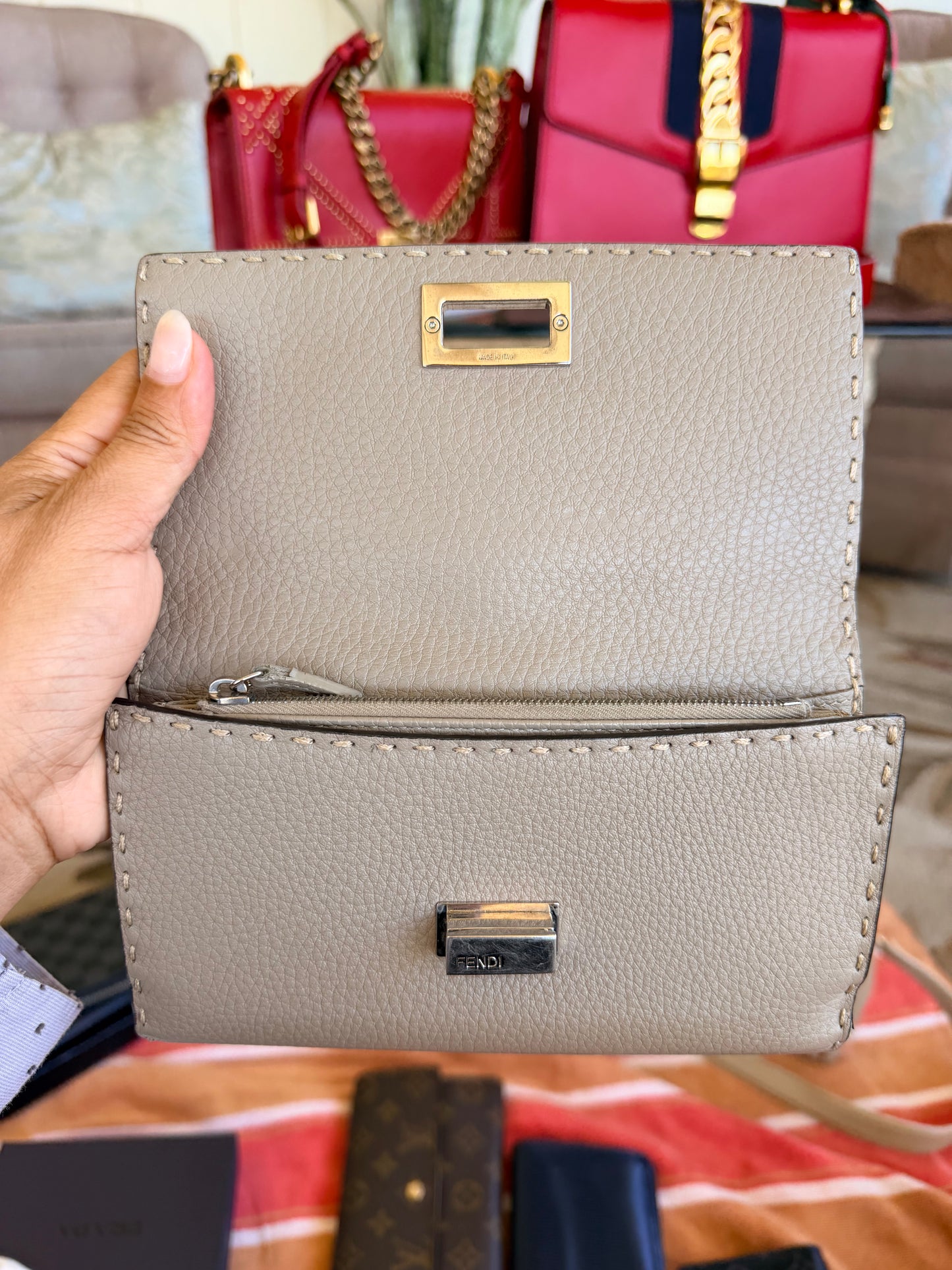 Fendi Selleria Peekaboo long wallet in Grey