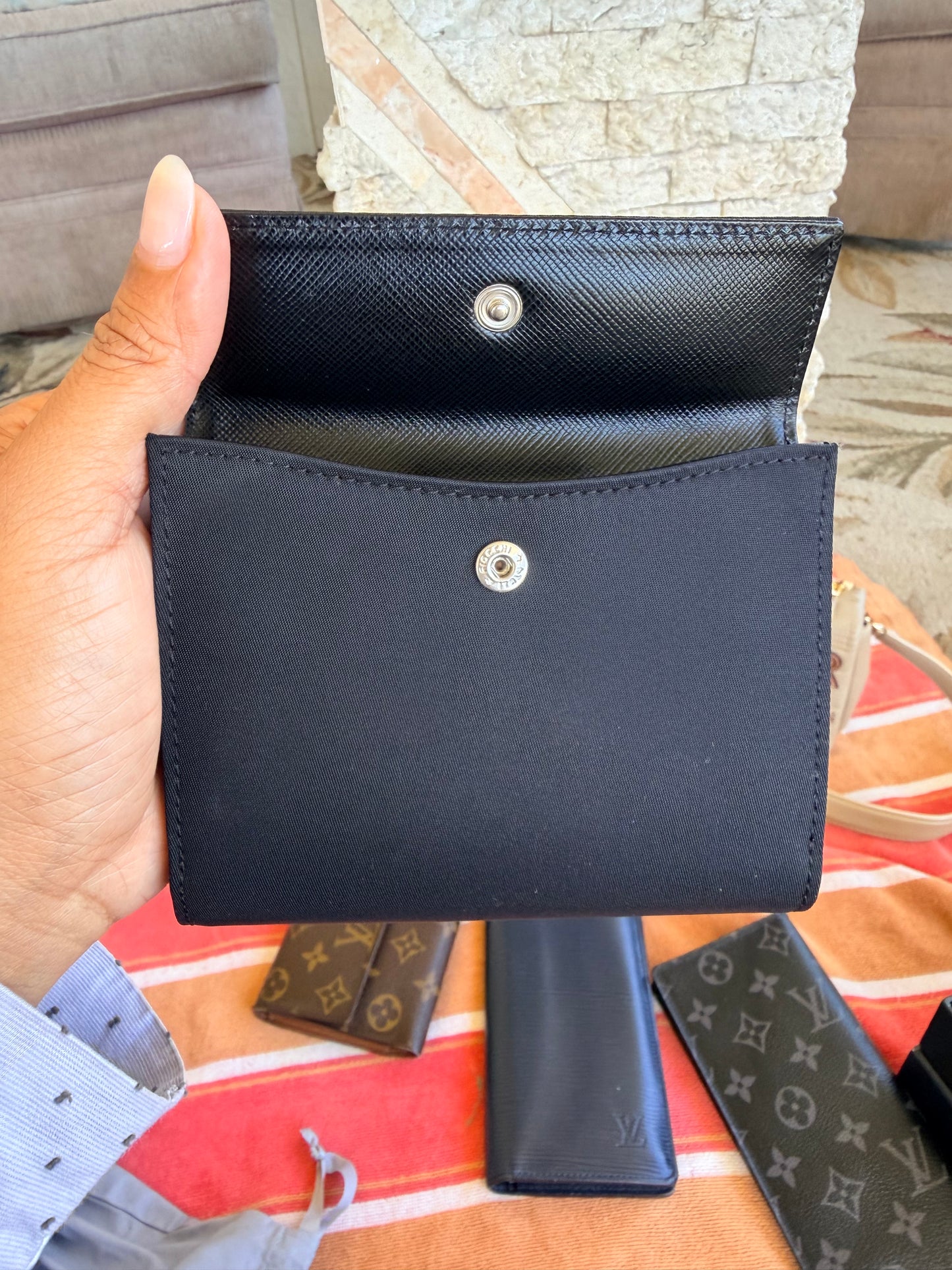 Prada Tessuto trifold wallet in Black Nylon