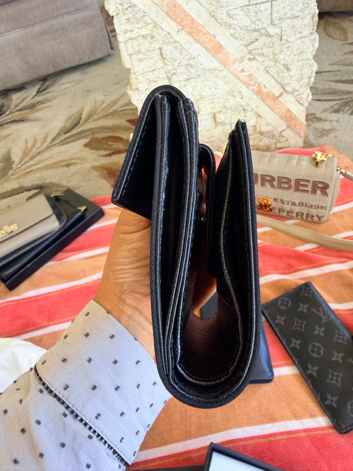 Prada Tessuto trifold wallet in Black Nylon