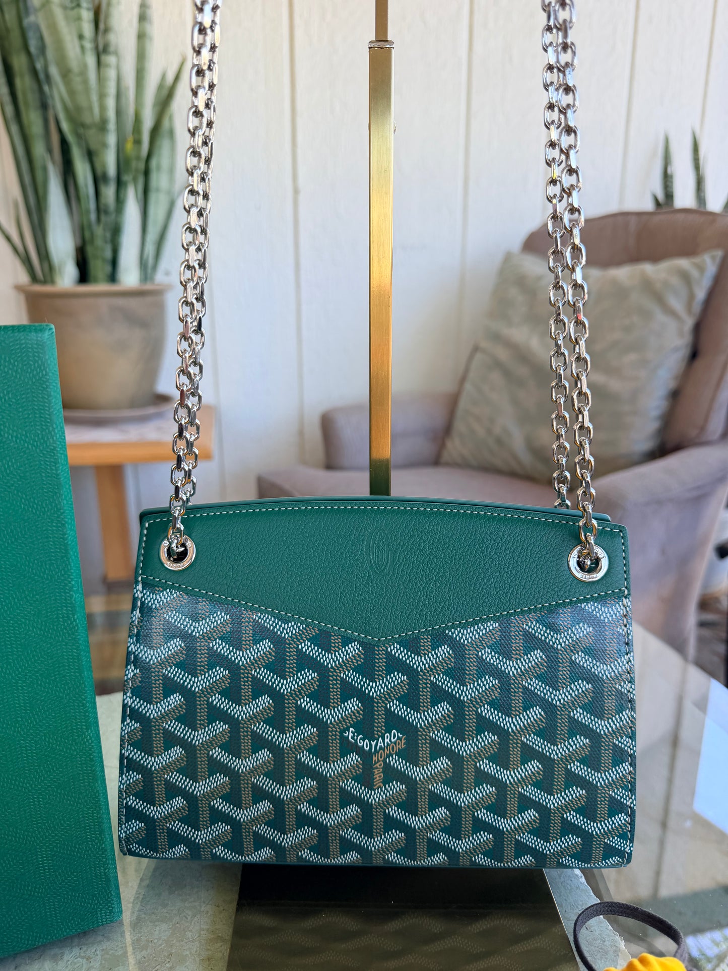 Structured Rouette Chain Shoulder Bag Coated Canvas Mini