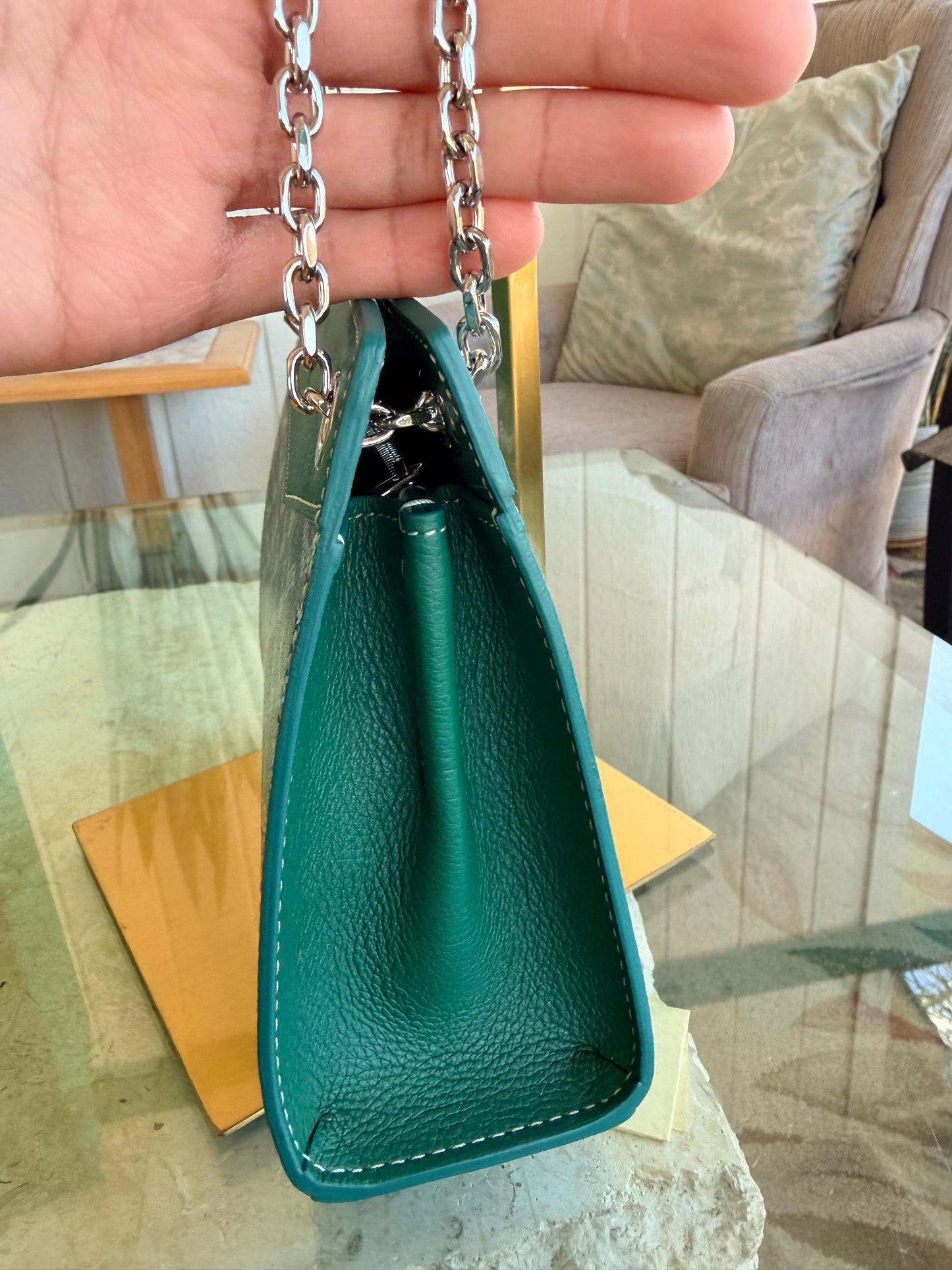 Structured Rouette Chain Shoulder Bag Coated Canvas Mini